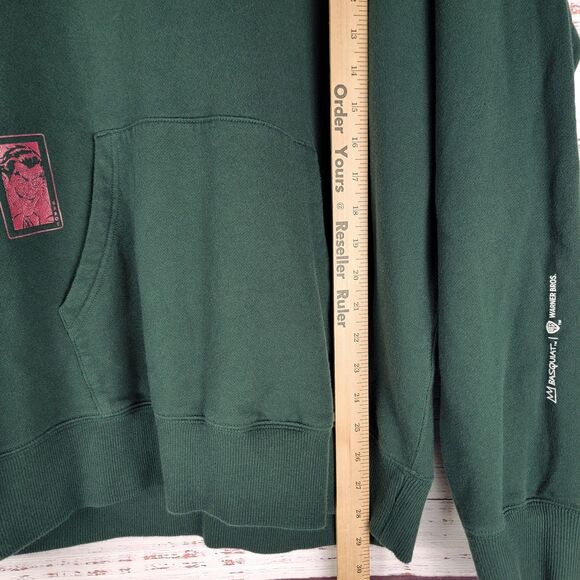 Uniqlo Mens L Warner Bros Joker x Jean Michel Basquiat Hoodie Green Pullover - Picture 3 of 8